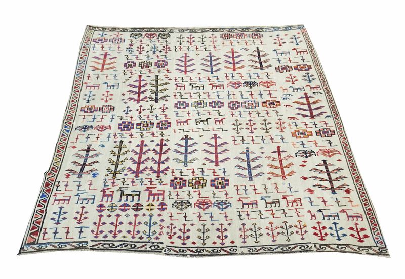 Kilim Verneh, Shahsevan, fondo bianco, XIX secolo