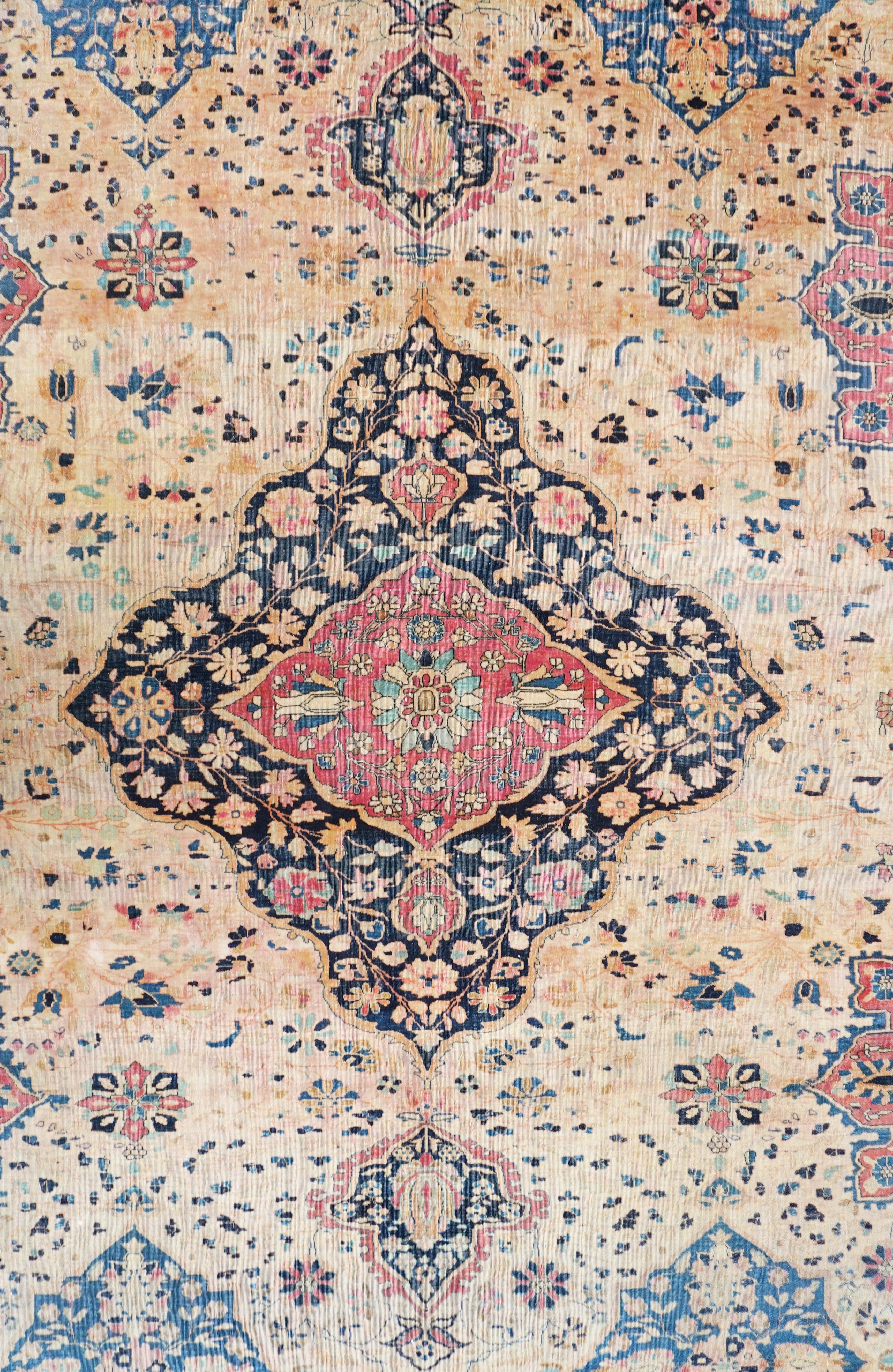 Tappeto Kashan Mohtashem, annodatura fine in lane Kork, Persia Centrale XIX secolo