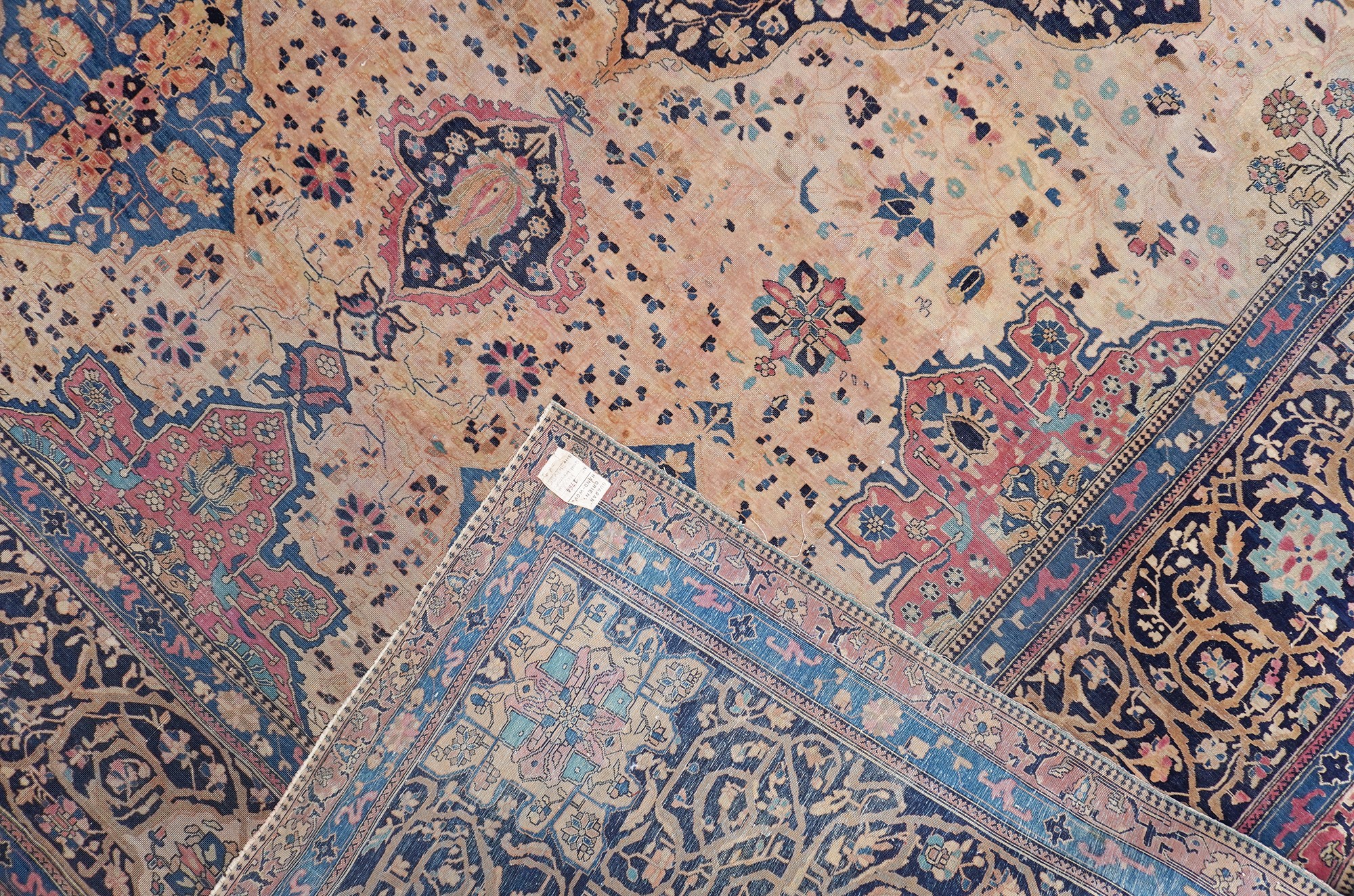 Tappeto Kashan Mohtashem, annodatura fine in lane Kork, Persia Centrale XIX secolo