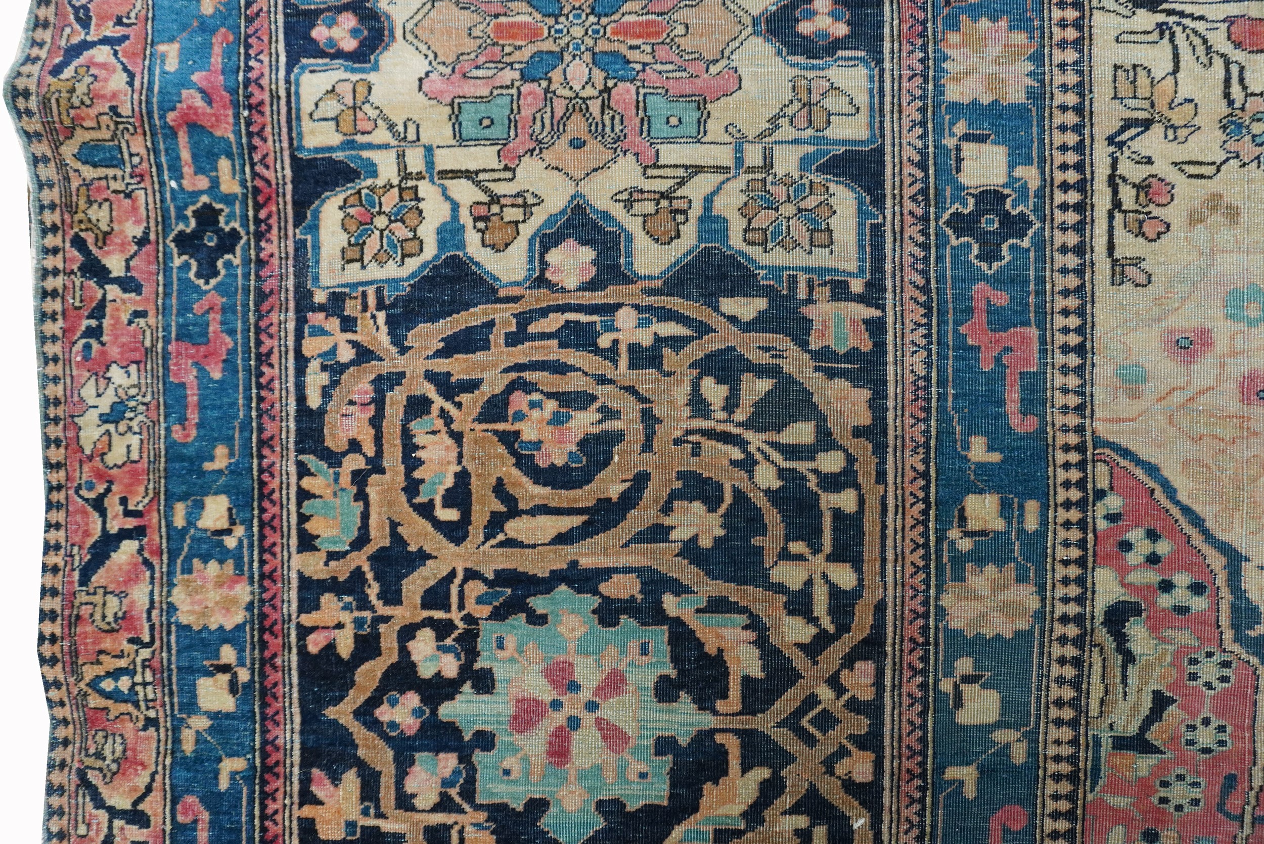Tappeto Kashan Mohtashem, annodatura fine in lane Kork, Persia Centrale XIX secolo