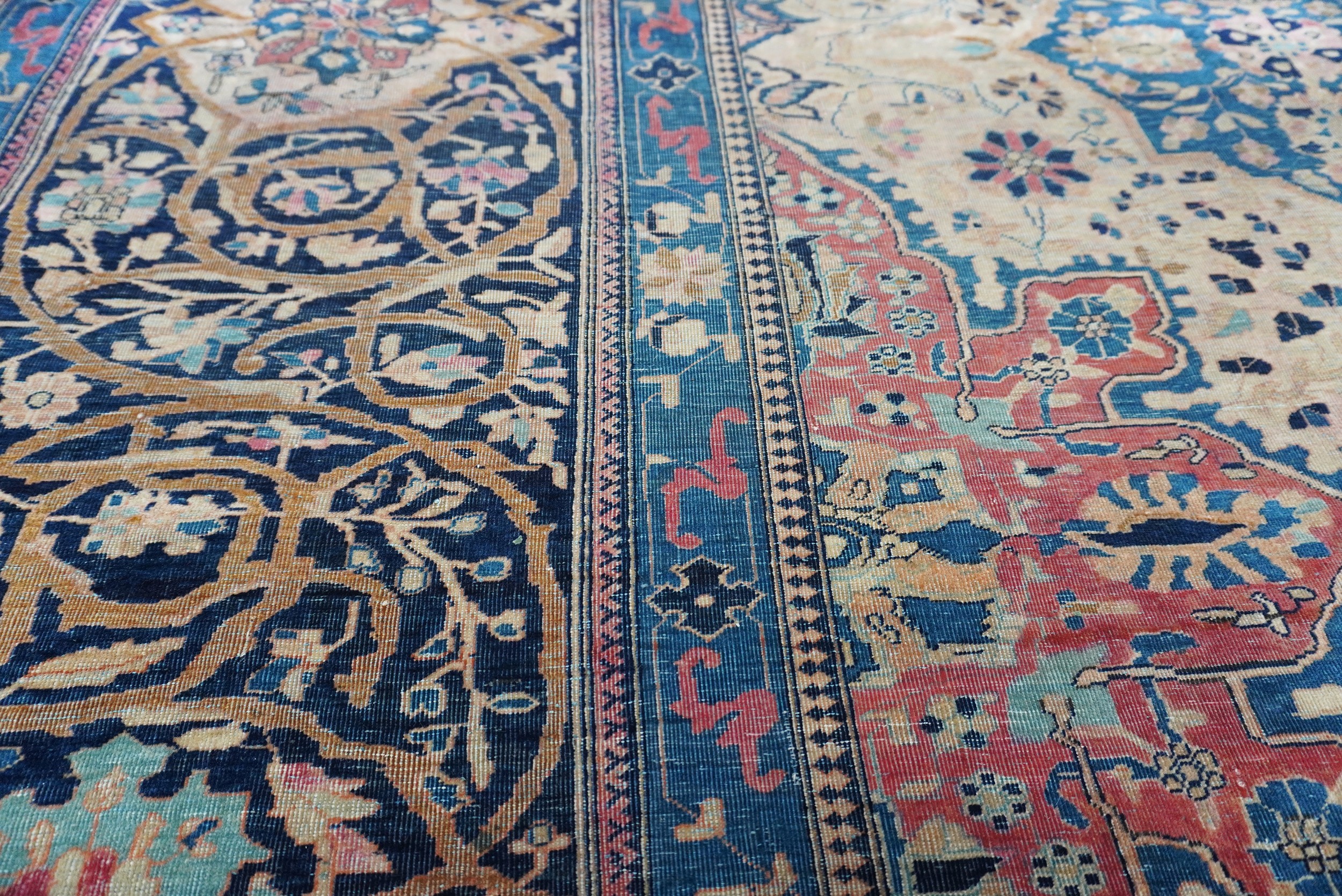 Tappeto Kashan Mohtashem, annodatura fine in lane Kork, Persia Centrale XIX secolo