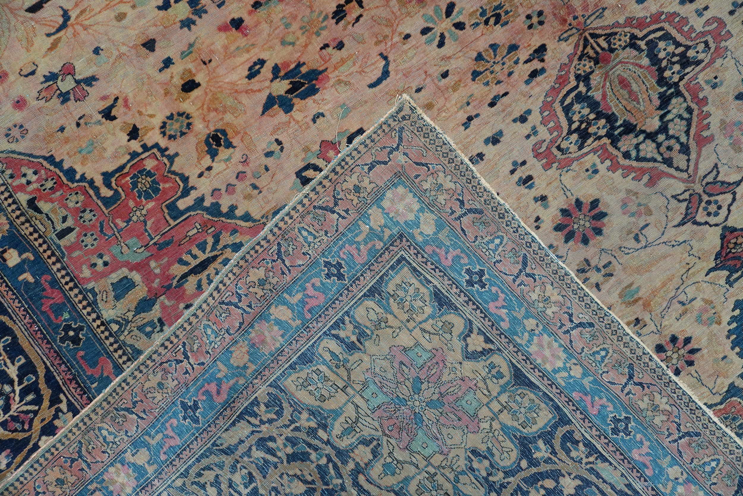 Tappeto Kashan Mohtashem, annodatura fine in lane Kork, Persia Centrale XIX secolo