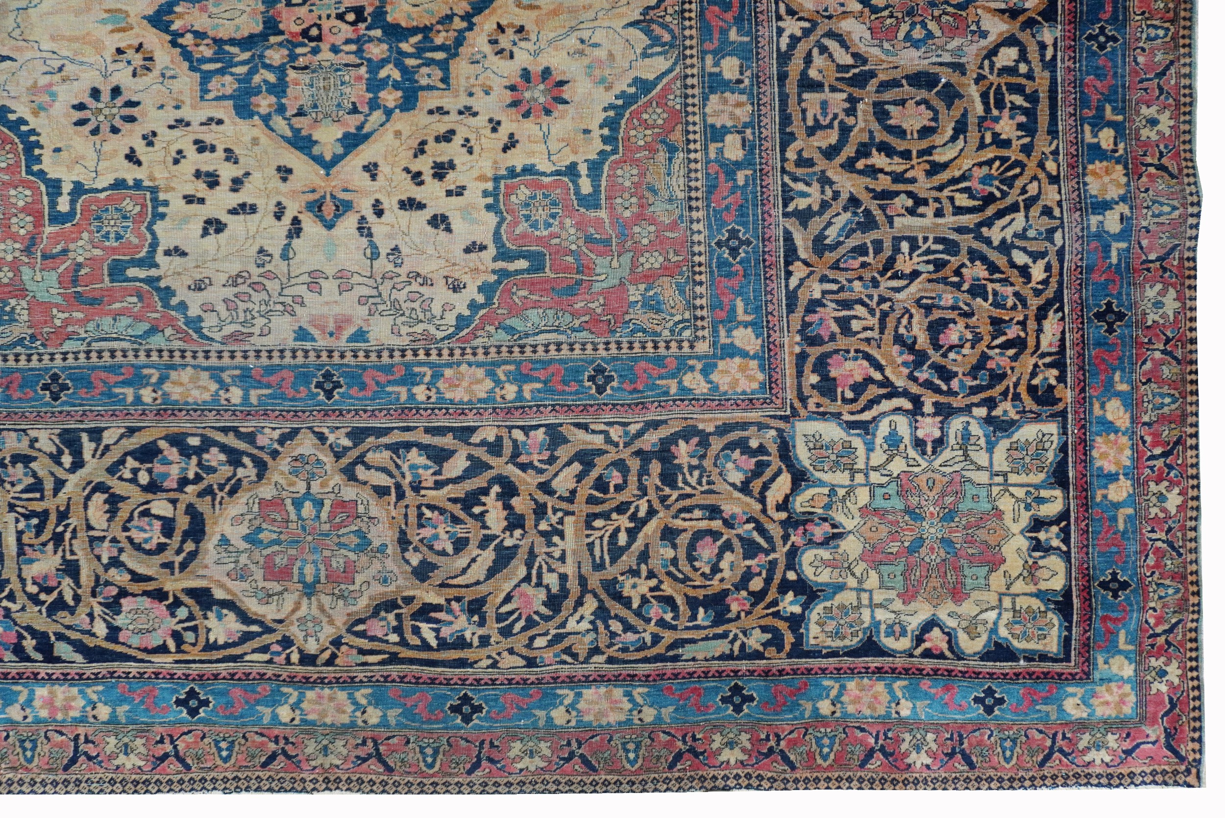 Tappeto Kashan Mohtashem, annodatura fine in lane Kork, Persia Centrale XIX secolo