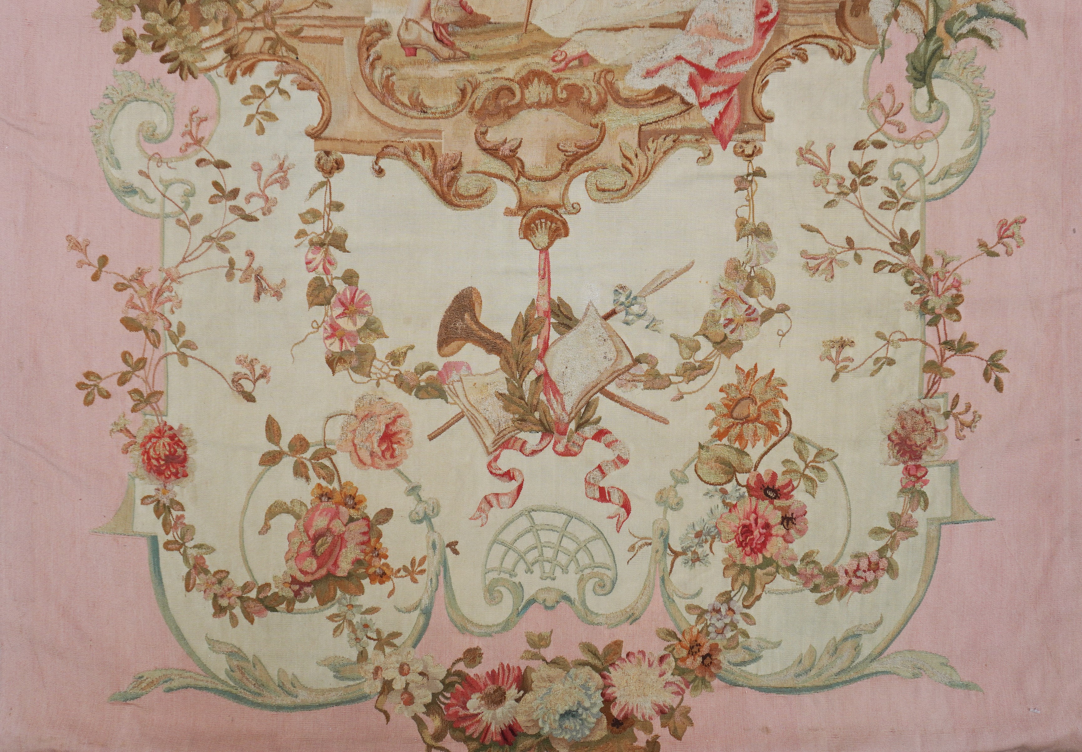 Manifattura Reale di Aubusson, Arazzo Aubusson, scena di incontro galante in giardino