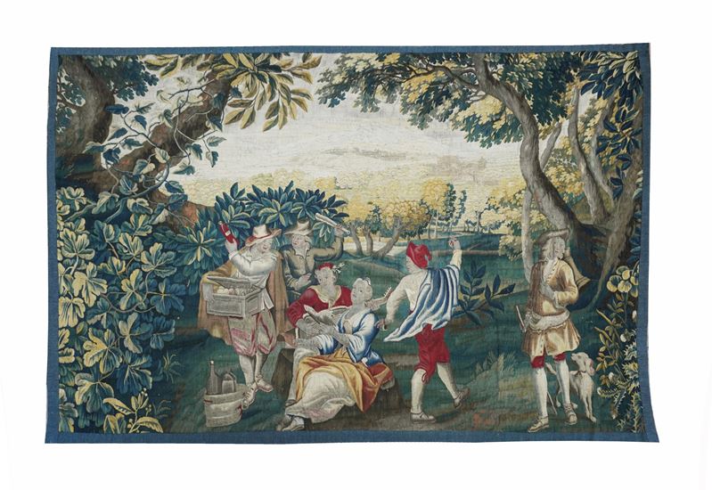 Fiandre, prima metà del XVIII secolo, Arazzo con scena campestre