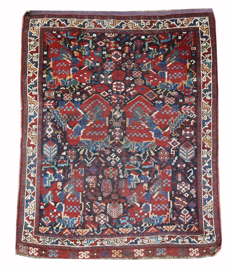 Tappeto Qashqai o Khamseh, Persia meridionale, XIX secolo