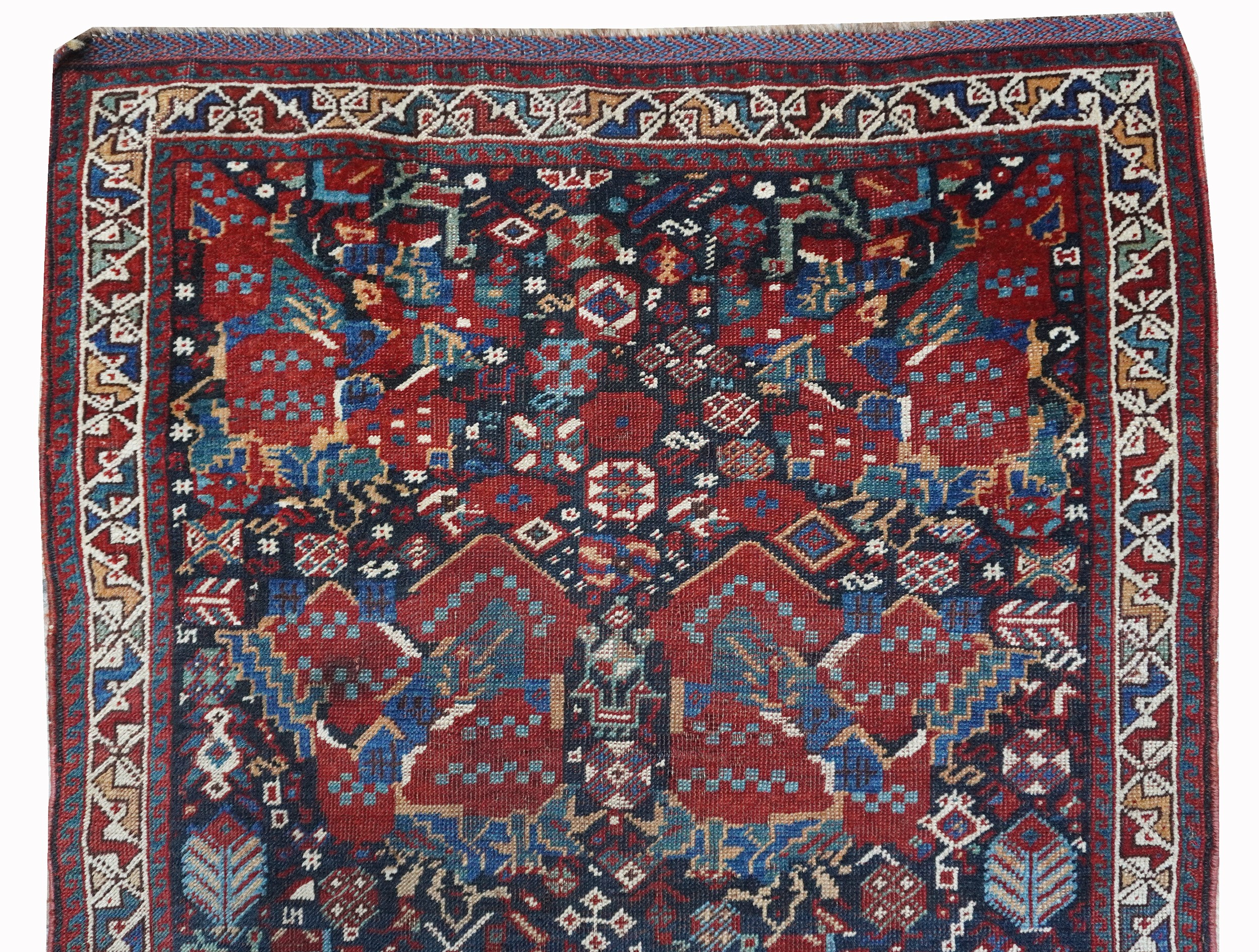Tappeto Qashqai o Khamseh, Persia meridionale, XIX secolo