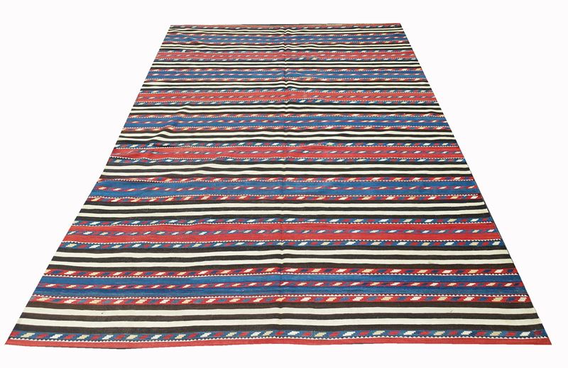Kilim a disegno a righe, tessuto piatto a tessitura fine (Caucaso, XIX secolo)