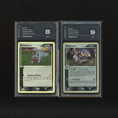 Lotto Buio Hoenn Reverse Holo: Poochyena #65, Mightyena #10, Ex Rubino e Zaffiro [ita]