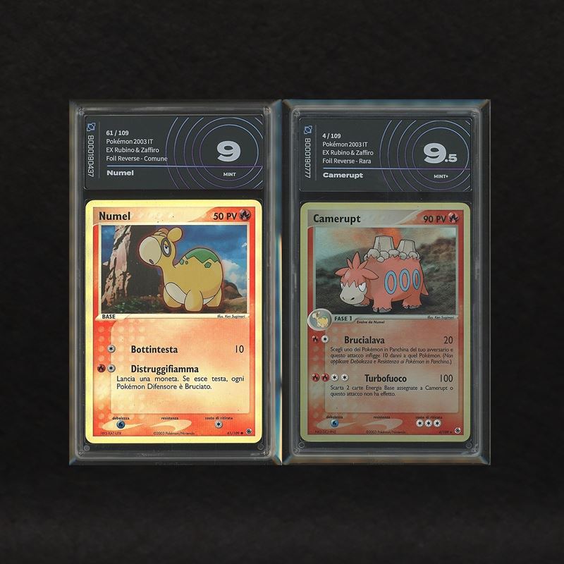 The Pokémon Company - Lotto Fuoco/terra Hoenn Reverse Holo: Numel #61, Camerupt #4, Ex Rubino e Z...