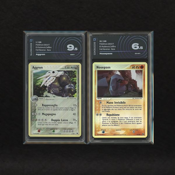 Lotto Acciaio/Roccia Hoenn Reverse Holo: Aggron #1, Nosepass #18, EX Rubino e Zaffiro [ITA]