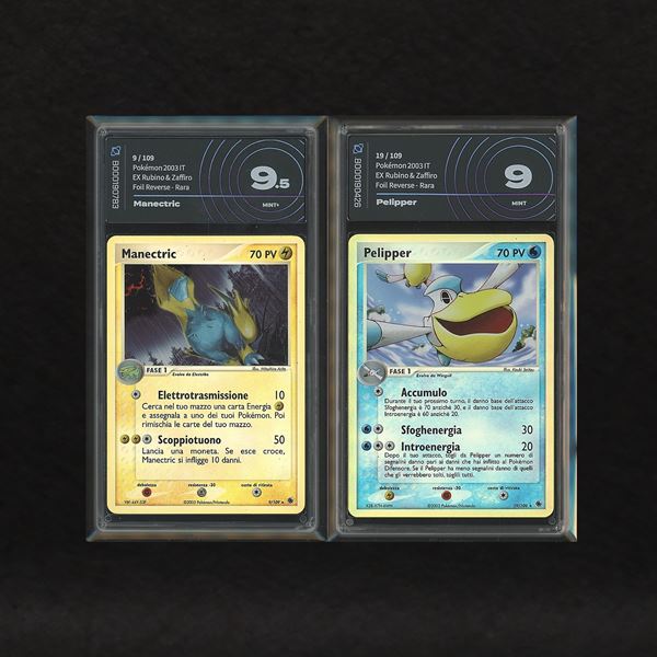 The Pokémon Company - Lotto 1a Fase Hoenn Reverse Holo: Manectric #9, Pelipper #12, EX Rubino e Zaffiro [ITA]