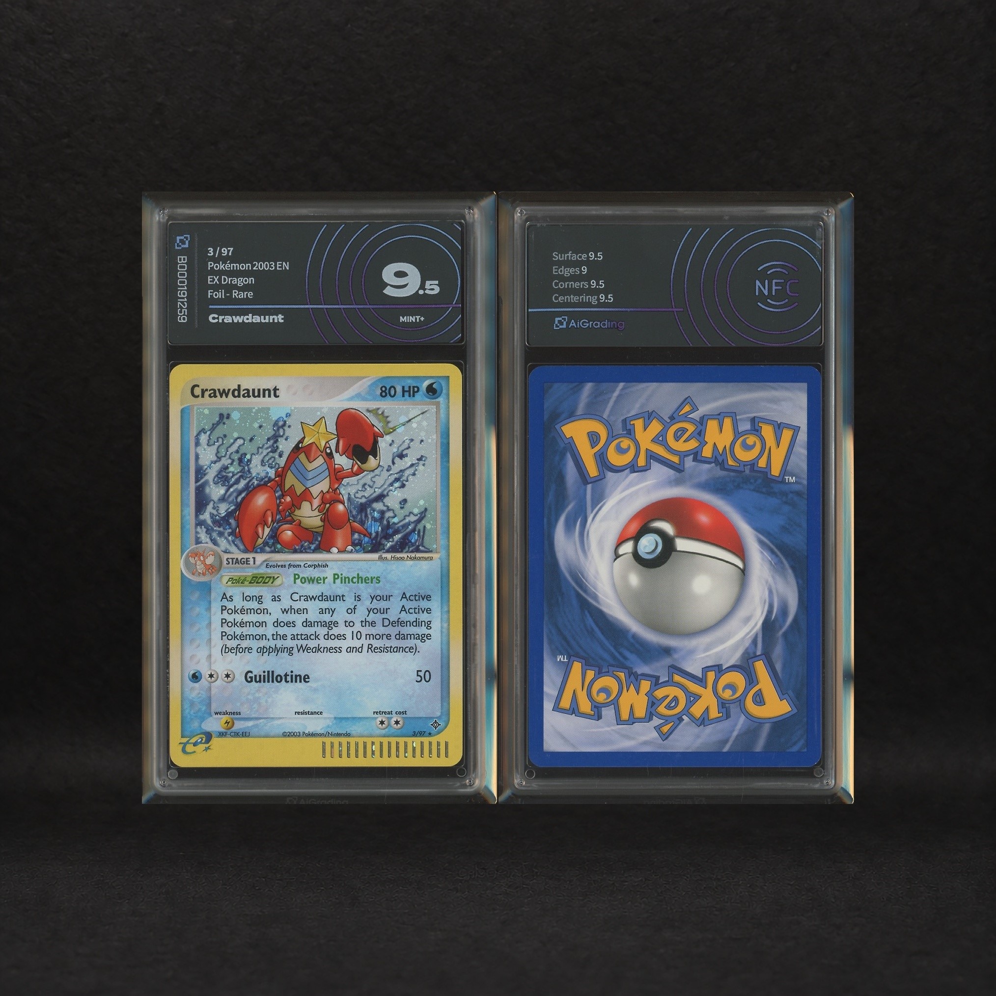 The Pokémon Company - Crawdaunt Lot: Crawdaunt #3 Holo, Crawdaunt #13-32 Reverse Holo, Ex Dragon ...
