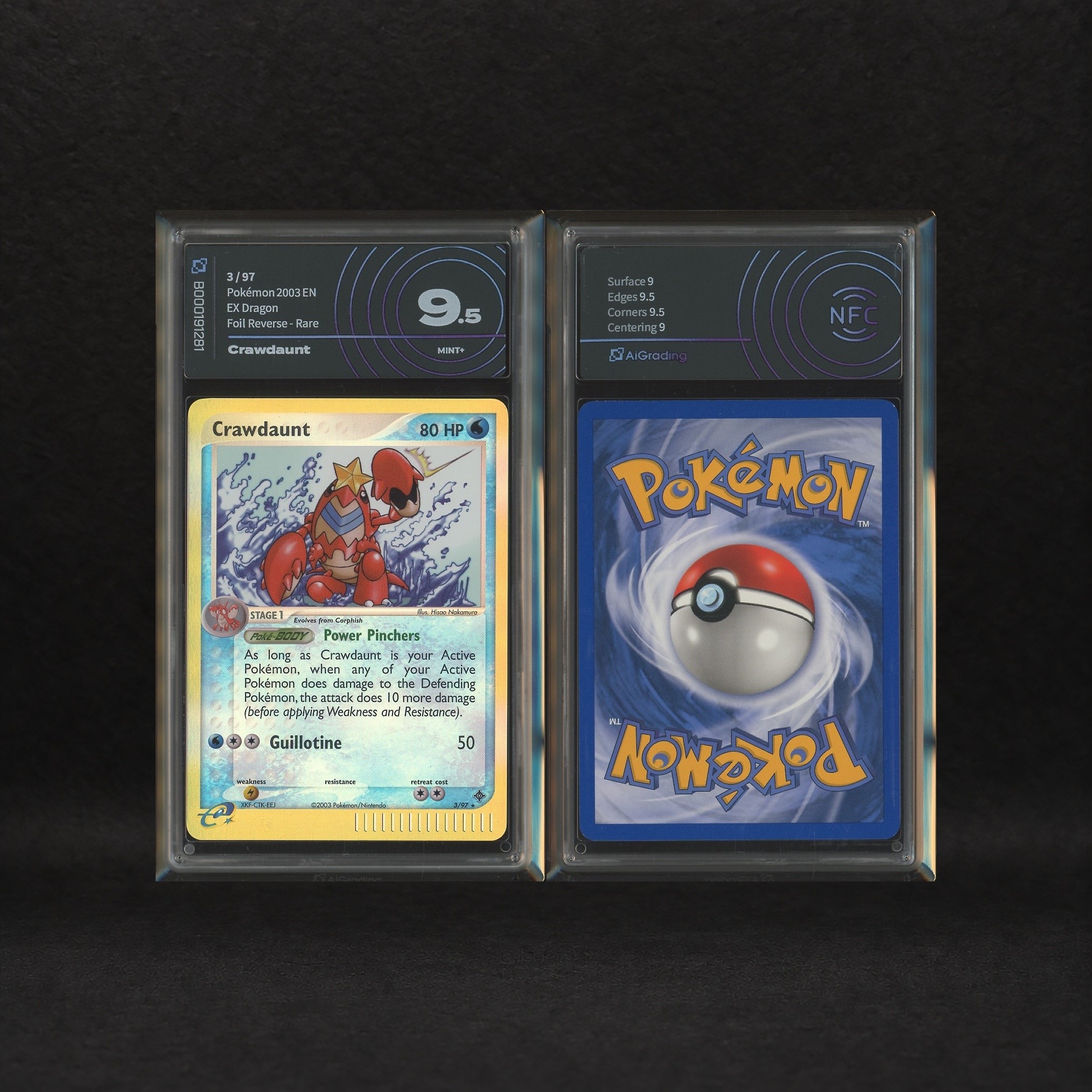The Pokémon Company - Crawdaunt Lot: Crawdaunt #3 Holo, Crawdaunt #13-32 Reverse Holo, Ex Dragon ...