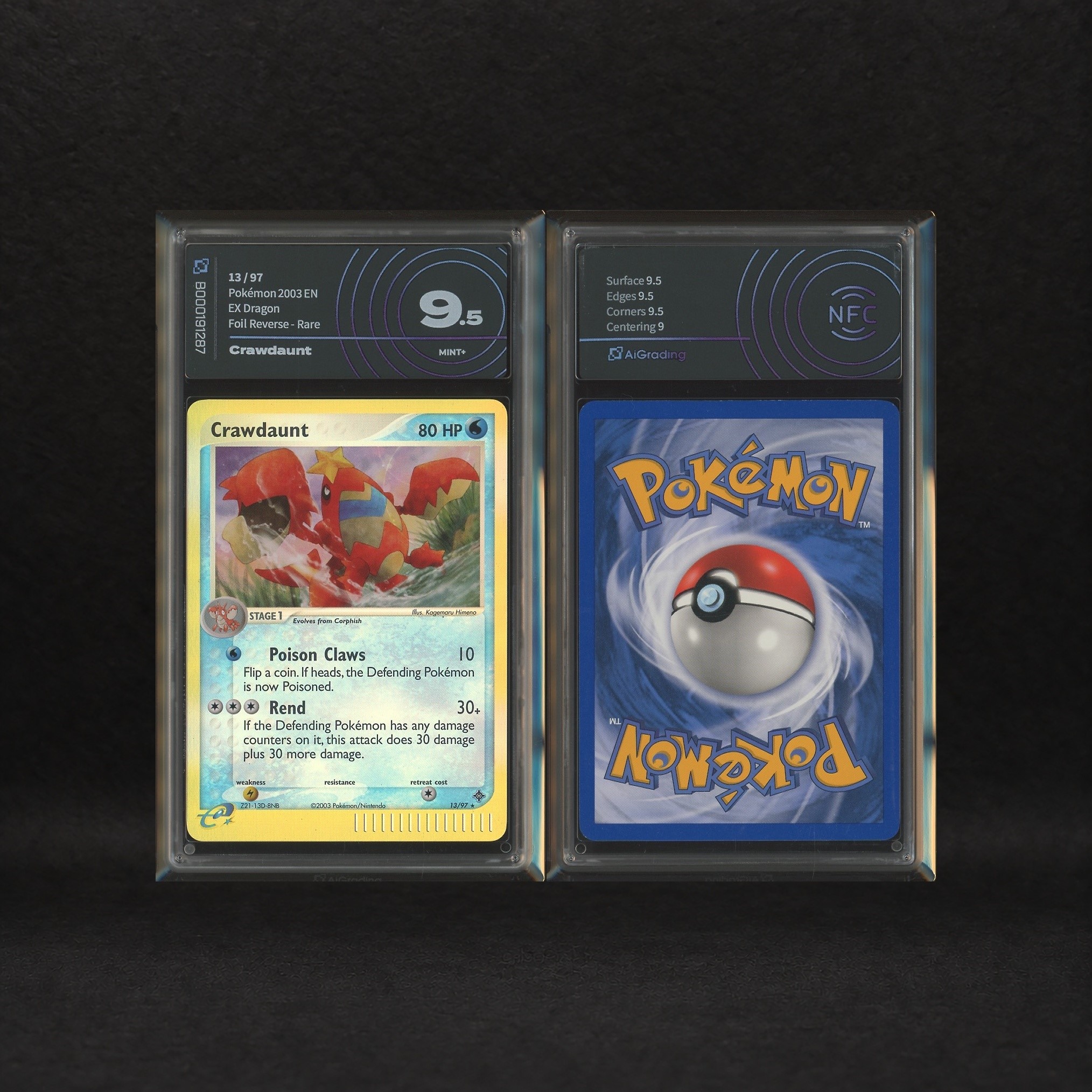 The Pokémon Company - Crawdaunt Lot: Crawdaunt #3 Holo, Crawdaunt #13-32 Reverse Holo, Ex Dragon ...
