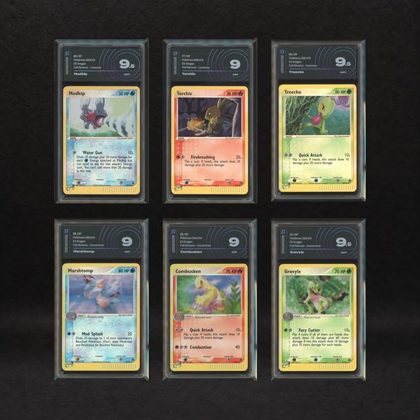 Starter Hoenn Reverse Holo Lot: Mudkip #65, Torchic #77, Treecko #80, Marshtomp #36, Combusken #25, Grovyle #31, EX Dragon [ENG]