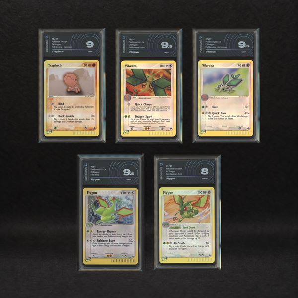 The Pokémon Company - Flygon Evolution Line Reverse Holo Lot: Trapinch #79, Vibrava #22, Vibrava #47, Flygon #4, Flygon #15, EX Dragon [ENG]