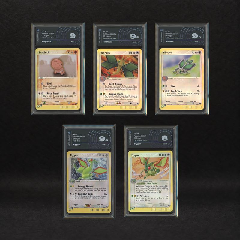 The Pokémon Company - Flygon Evolution Line Reverse Holo Lot: Trapinch #79, Vibrava #22, Vibrava ...