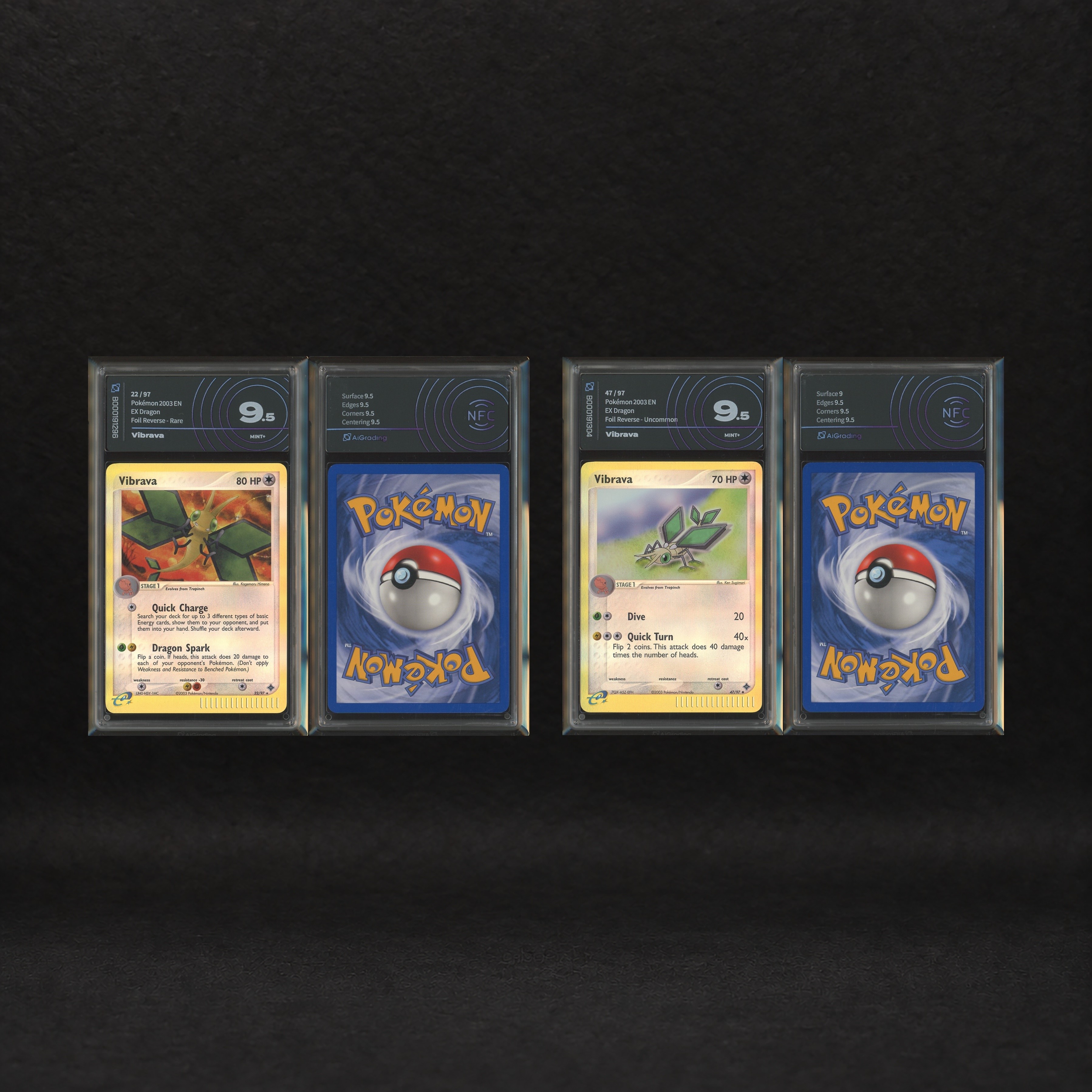 The Pokémon Company - Flygon Evolution Line Reverse Holo Lot: Trapinch #79, Vibrava #22, Vibrava ...