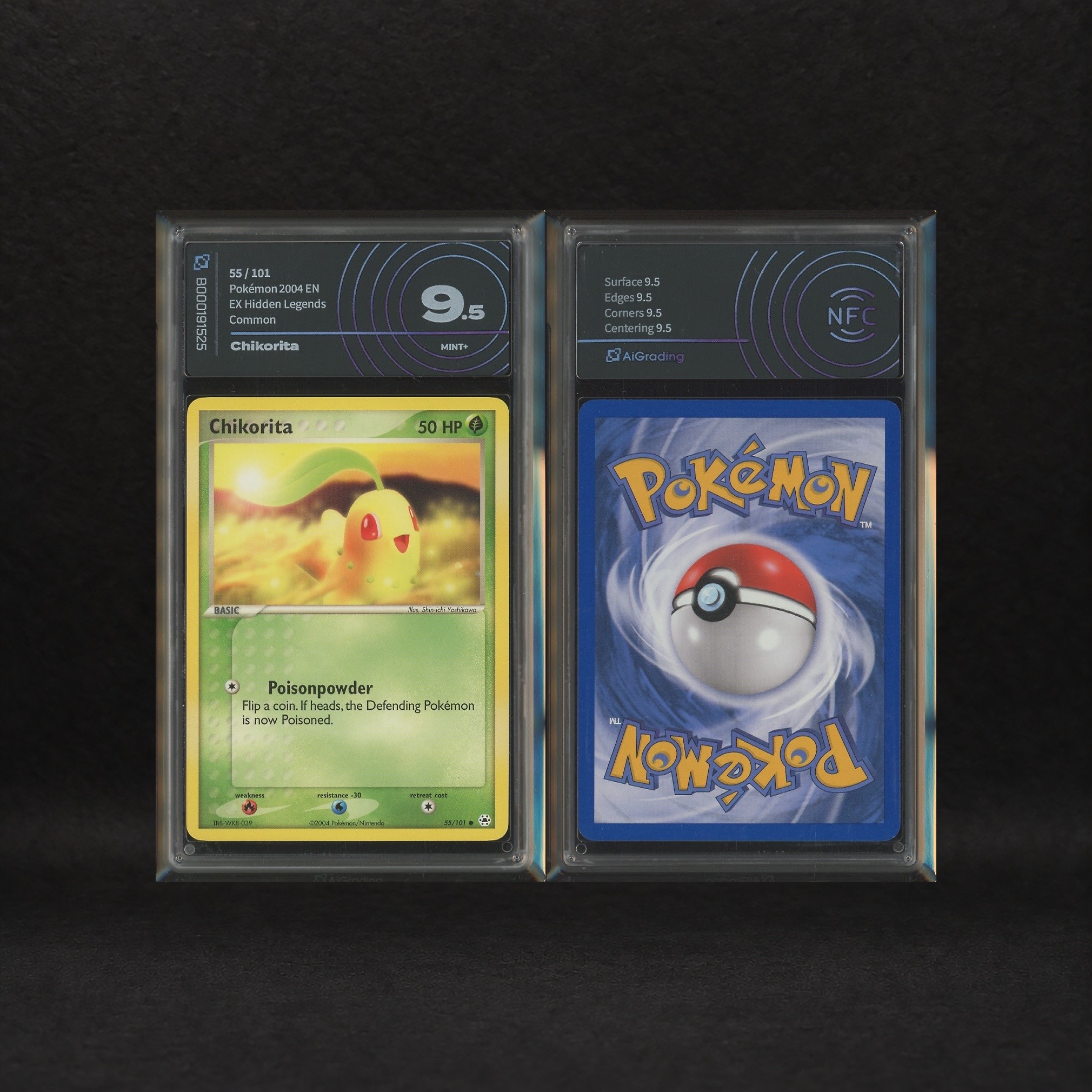 The Pokémon Company - Starter Johto Lot: Chikorita #55, Cyndaquil #59, Totodile #79, Ex Hidden Le...