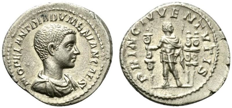 Diadumenian, As Caesar, Denarius Struck Under Macrinus, Rome, Ca. Ad 217-217...