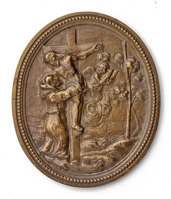 St. Francis embraces the crucified Christ