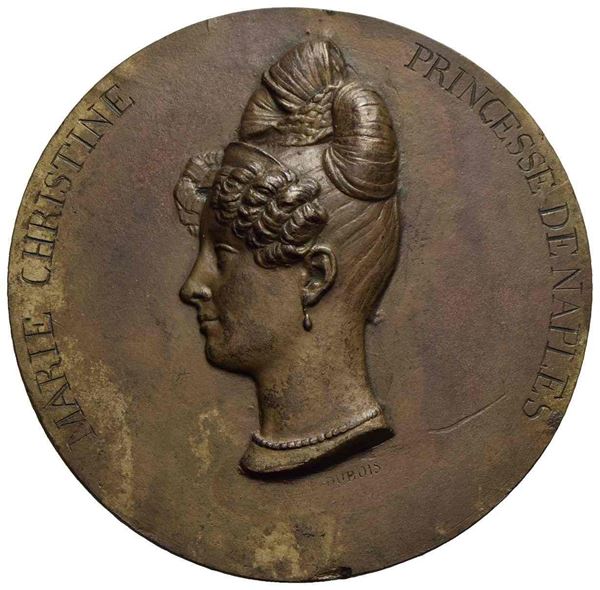 Maria Cristina of Naples and Sicily (1779-1849)  (Opus: Dubois)  - Auction Plaquettes and Medals from the 14th to the 19th century - Bertolami Fine Art - Casa d'Aste