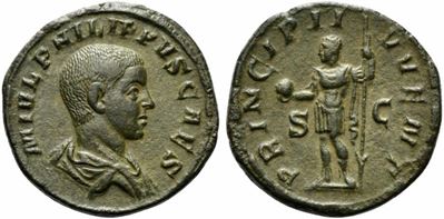 Philip II Caesar, Sestertius Struck Under Philip I, Rome, Ad 244-246; Ae (g 20,...