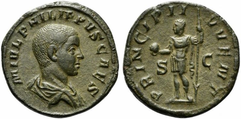 Philip II Caesar, Sestertius Struck Under Philip I, Rome, Ad 244-246; Ae (g 20,...