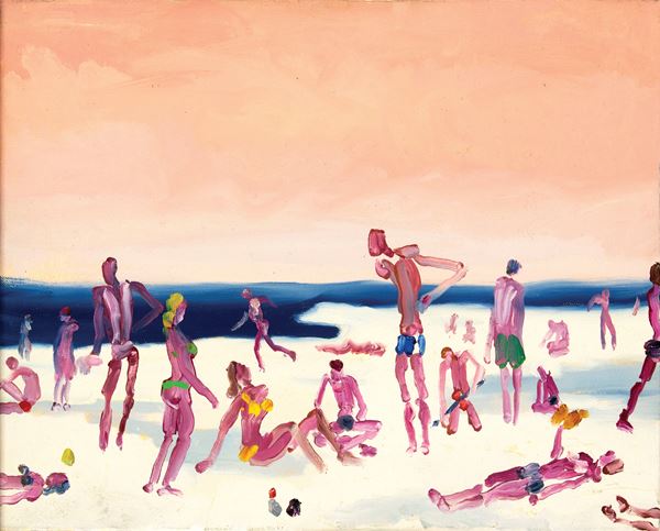 ALESSANDRO BAZAN : La spiaggia di neve  (2008)  - Olio su tela - Asta Arte Moderna e Contemporanea / Ceramiche del '900.  Con una collezione di pittura futurista - Bertolami Fine Art - Casa d'Aste