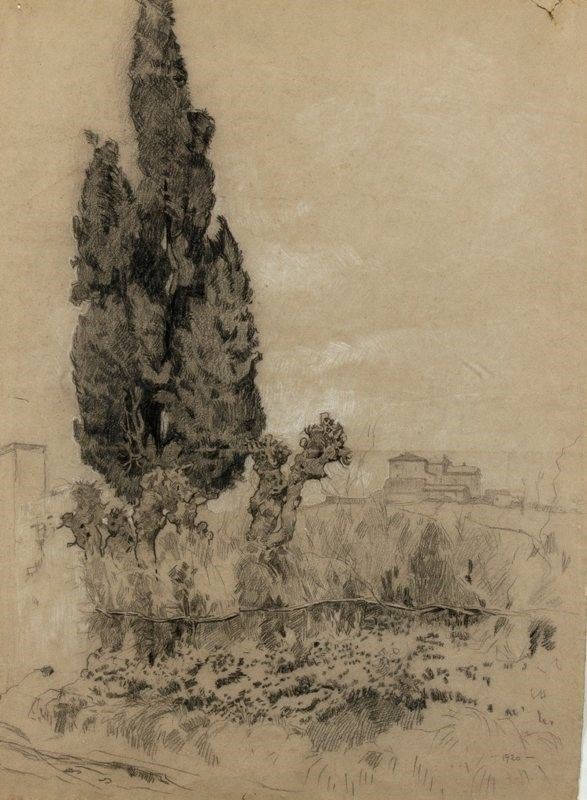 AMEDEO MOMO SIMONETTI 
Roma, 1874 - 1922 : Casale con alberi, 1920
...  - Asta Arte Moderna e Contemporanea, Pop Art, Grafica & Multipli d'Autore - Bertolami Fine Art - Casa d'Aste
