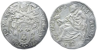 Urbano VIII (1623-1632), Testone 1632 – zecca di Roma (argento)