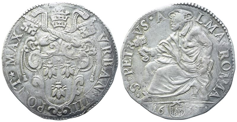 Urbano VIII (1623-1632), Testone 1632 – zecca di Roma (argento)