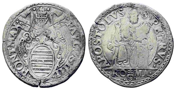 ROMA. Stato Pontificio. Paolo IV (1555-1559). Testone. Ag (9,44 g). PAVLVS IIII...  - Auction Monete e medaglie moderne Italiane ed Estere - Bertolami Fine Art - Casa d'Aste