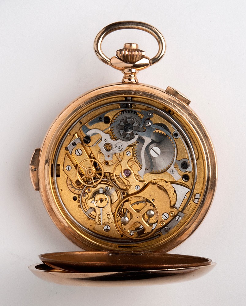 Orologio Tasca Cronografo in Oro 18k con Ripetizione Ore e Quarti al Passaggio - Svizzera, 1910 C...