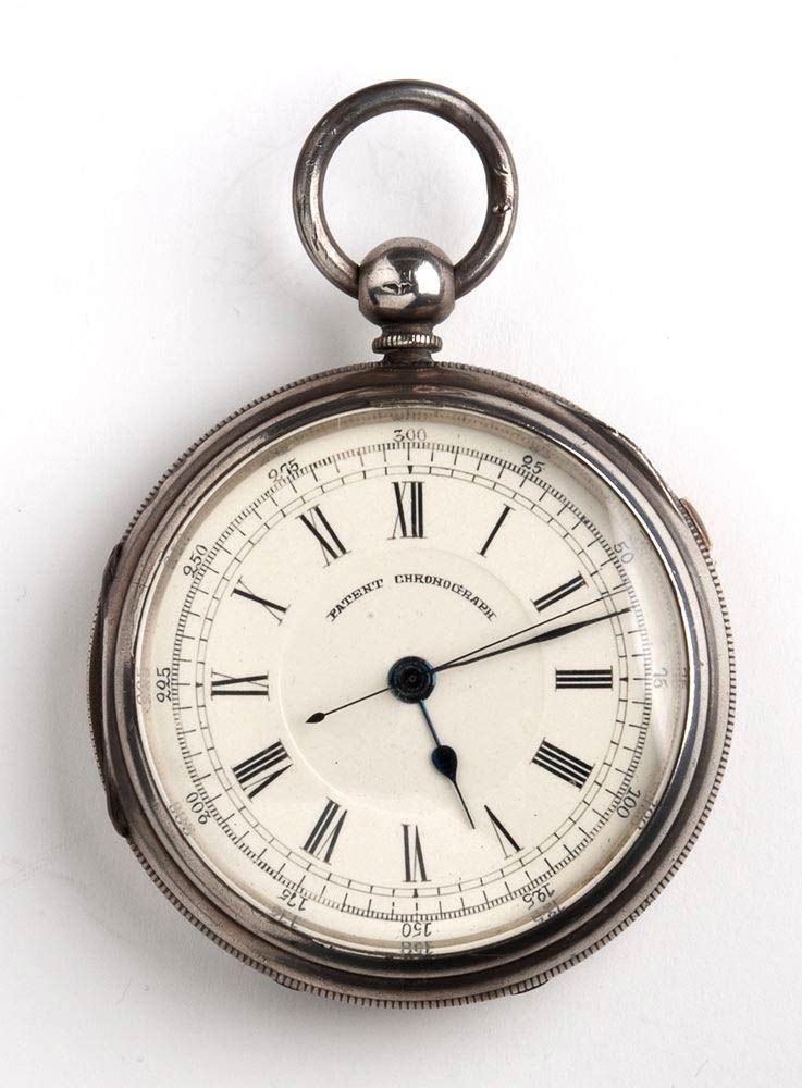 Orologio da Tasca Vittoriano Inglese in Argento, Cronografo 1/5 Centre Seconds ...