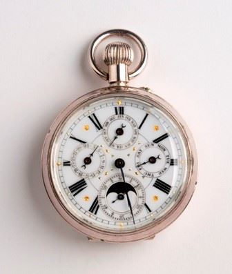 Moonphase calendar pocket watch, Swiss 1900 circa....