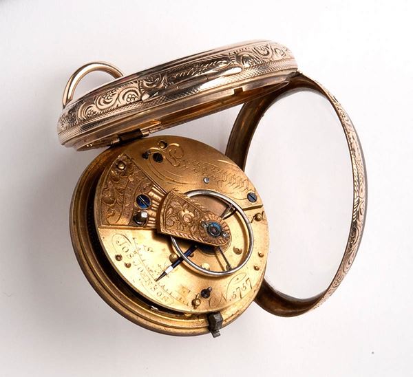 1886 Silver Fusee Pocket Watch with Albert, Fob and Key - Watches -  Hemswell Antique Centres