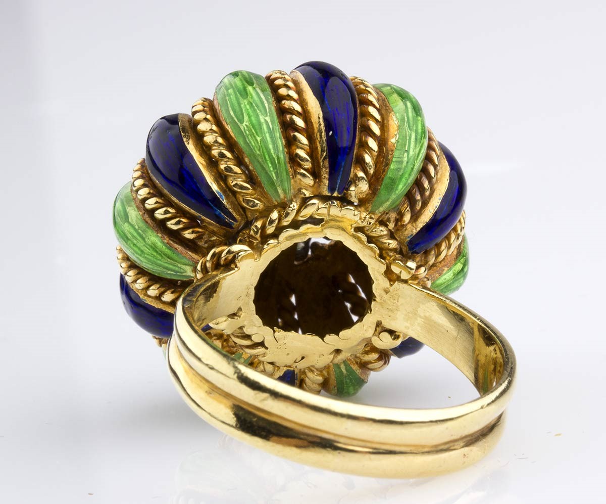 Anello in Oro, Diamanti e Smalti - Usa, Anni '50