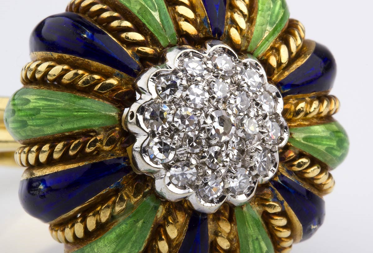 Anello in Oro, Diamanti e Smalti - Usa, Anni '50
