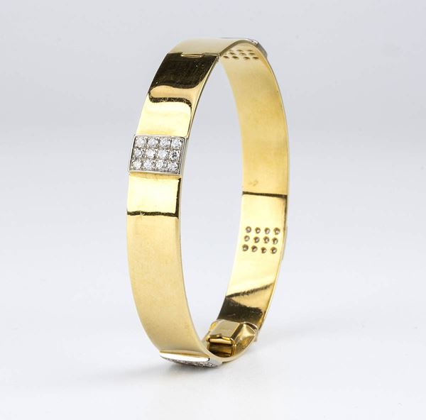Diamond and gold bangle...