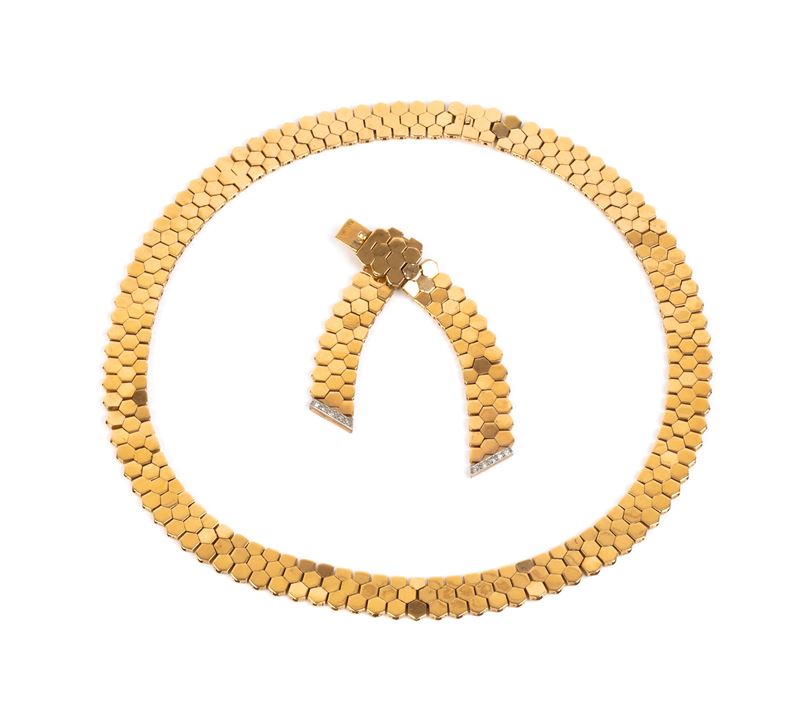 Collana Trasformabile in Oro e Diamanti - Anni '40...