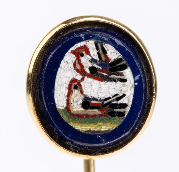 Gold and micromosaic stick pin - 19th century