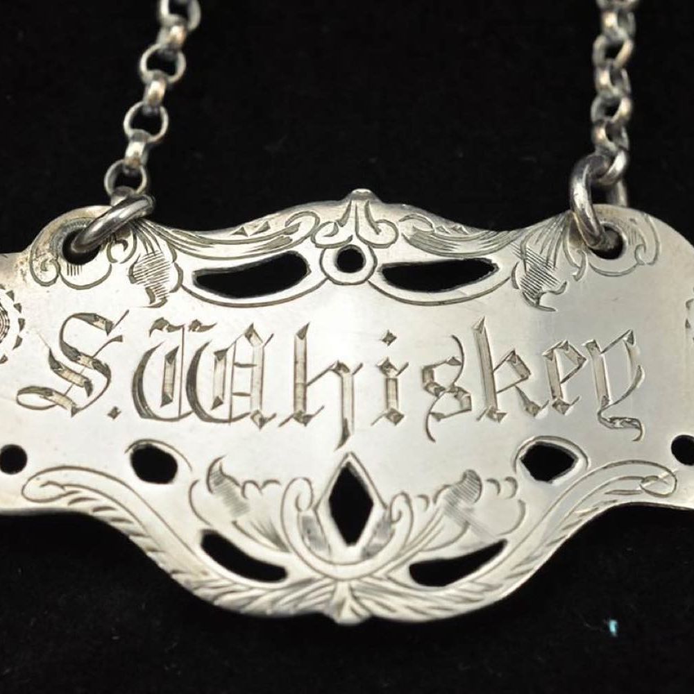 Set di 4 Targhette per Liquori Vittoriane Inglesi in Argento - Birmingham 1864, Argentieri Grey &...