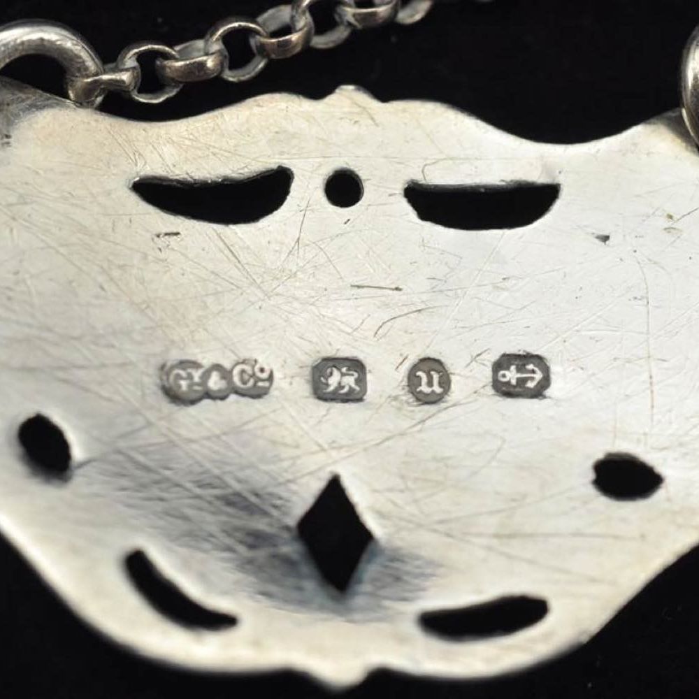 Set di 4 Targhette per Liquori Vittoriane Inglesi in Argento - Birmingham 1864, Argentieri Grey &...