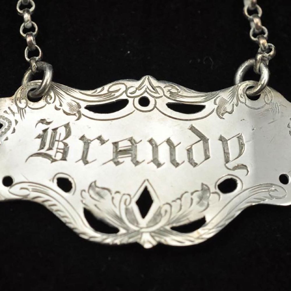 Set di 4 Targhette per Liquori Vittoriane Inglesi in Argento - Birmingham 1864, Argentieri Grey &...