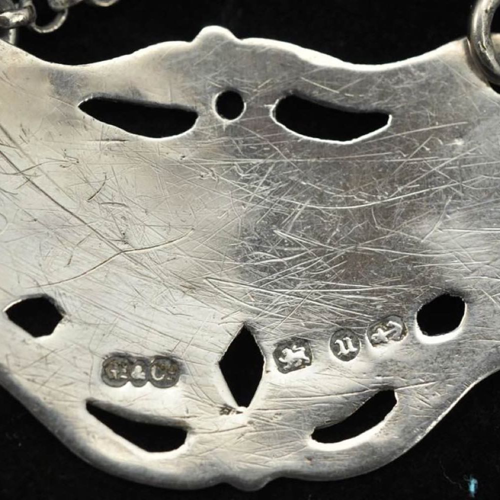 Set di 4 Targhette per Liquori Vittoriane Inglesi in Argento - Birmingham 1864, Argentieri Grey &...