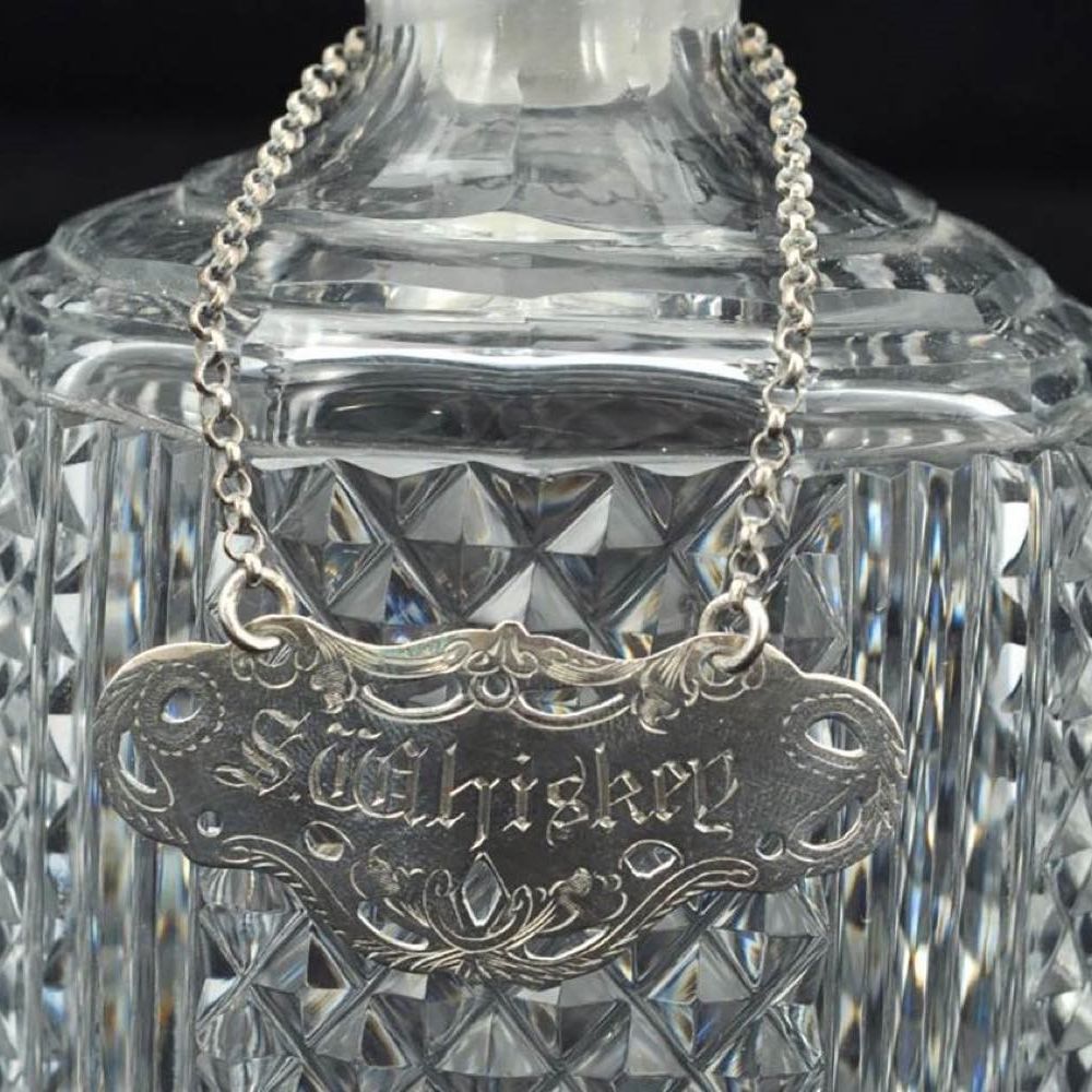 Set di 4 Targhette per Liquori Vittoriane Inglesi in Argento - Birmingham 1864, Argentieri Grey &...