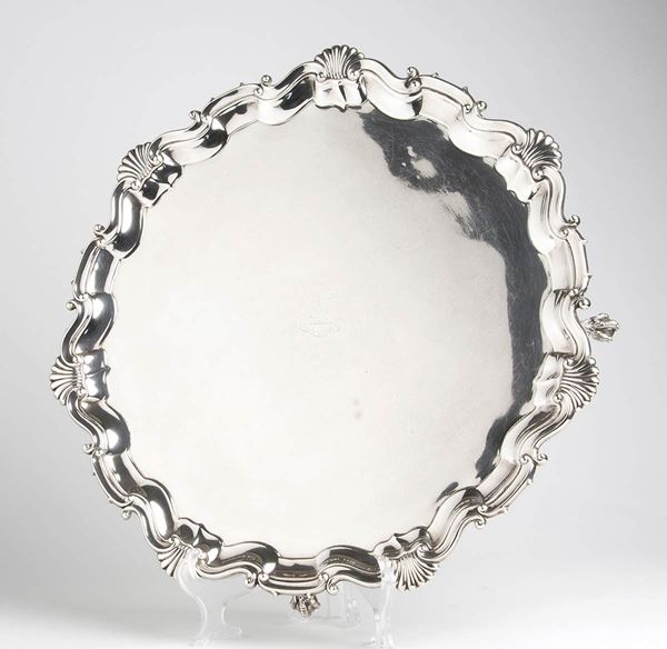 English Victorian sterling silver salver - Sheffield 1894, mark of MARTIN  & HALL & Co.