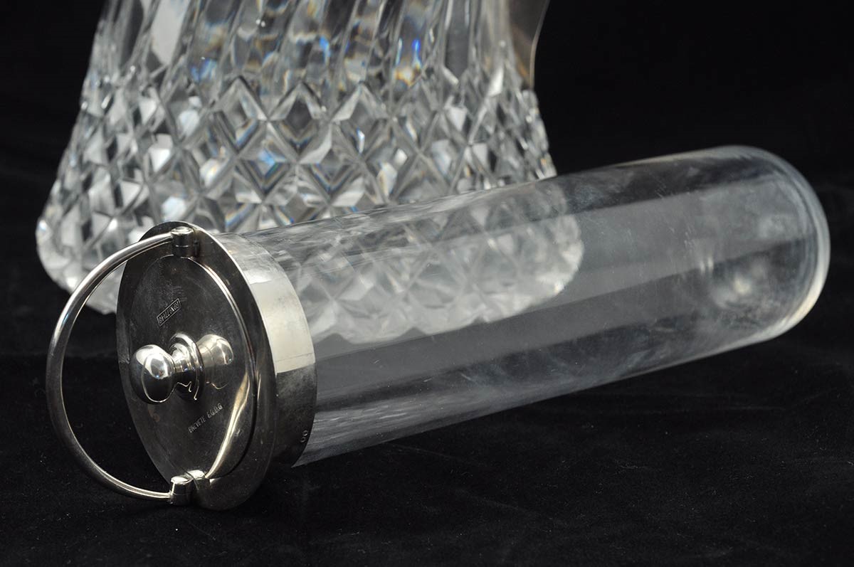 Caraffa Vittoriana Inglese in Cristallo e Argento - Birmingham 1890, Maestri Ar...